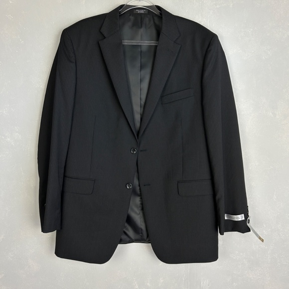 Jones New York Collection size 44L blazer 100% worsted wool black striped NEW - Picture 10 of 14